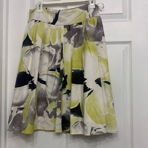 Chartreuse - yellow, black, white, and gray flare skirt